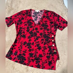 MICHAEL Michael Kors Red and Black Floral Blouse